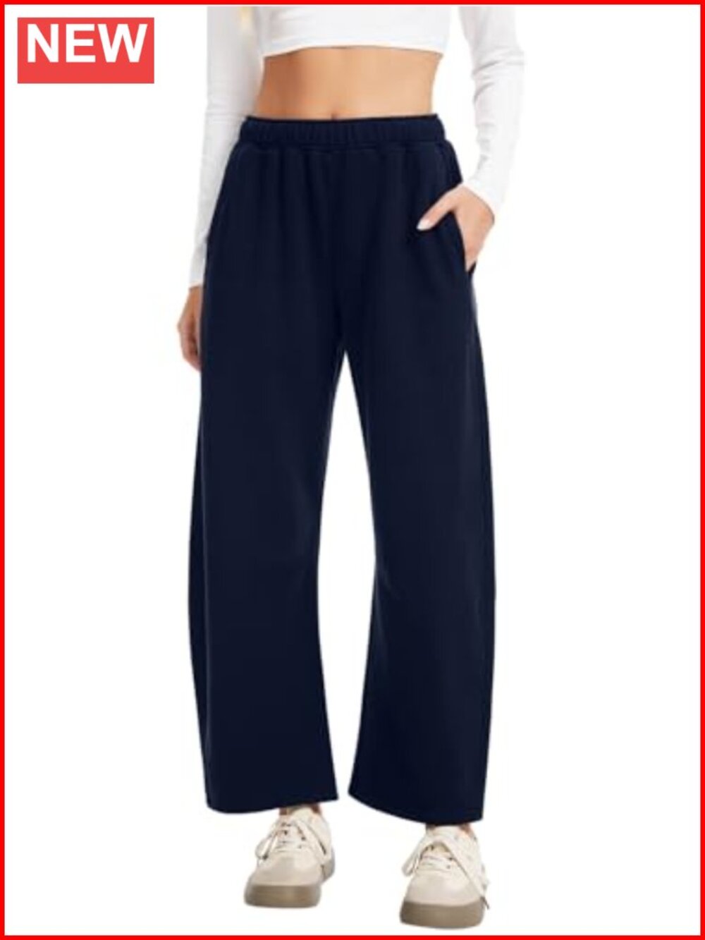 Women's Barrel Sweatpants Wide Leg Baggy Lounge Casual Pants with Pockets